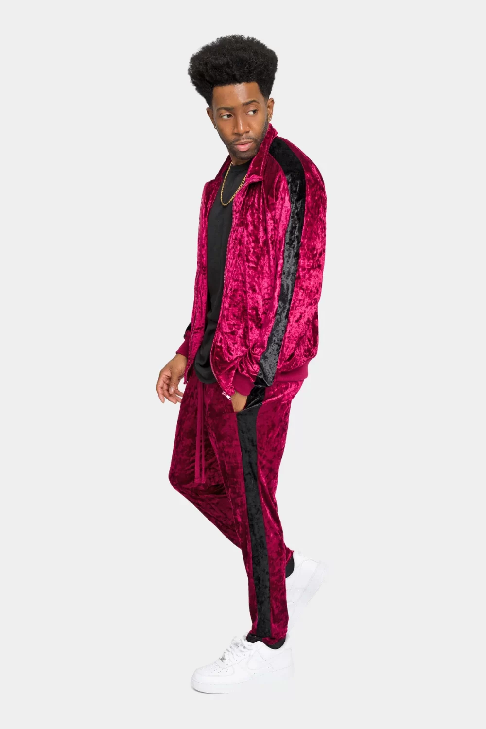 Accented Velour Track Suit