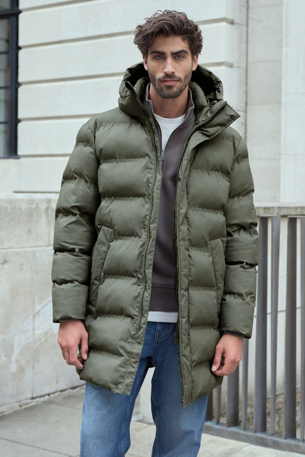 Sage Green Heatseal Hooded Puffer Coat