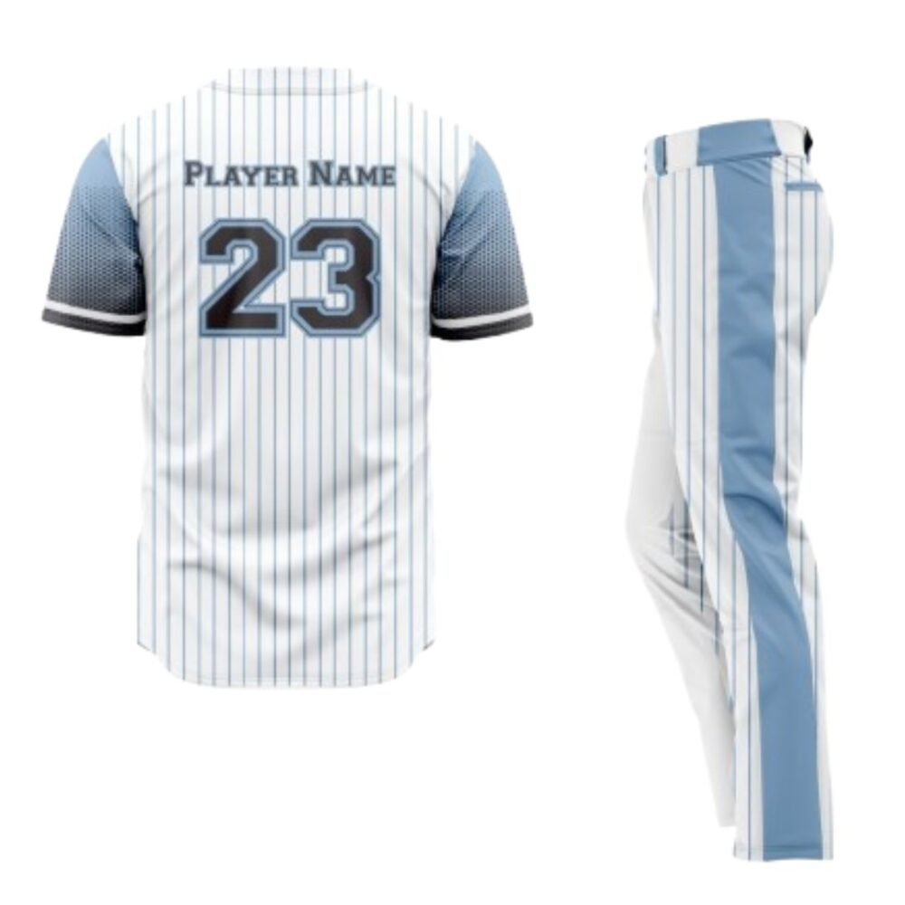 Custom Blue Gray-White Baseball Uniform
