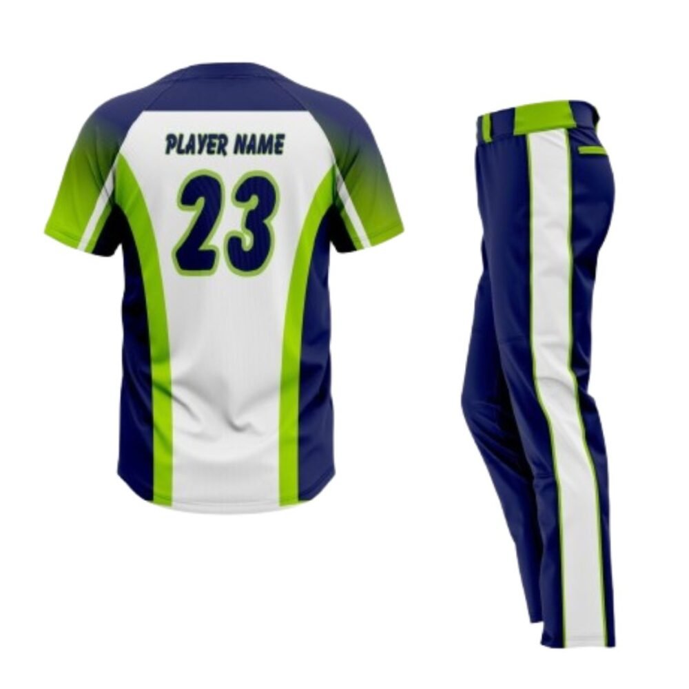 Custom Green-Blue-White Baseball Uniform