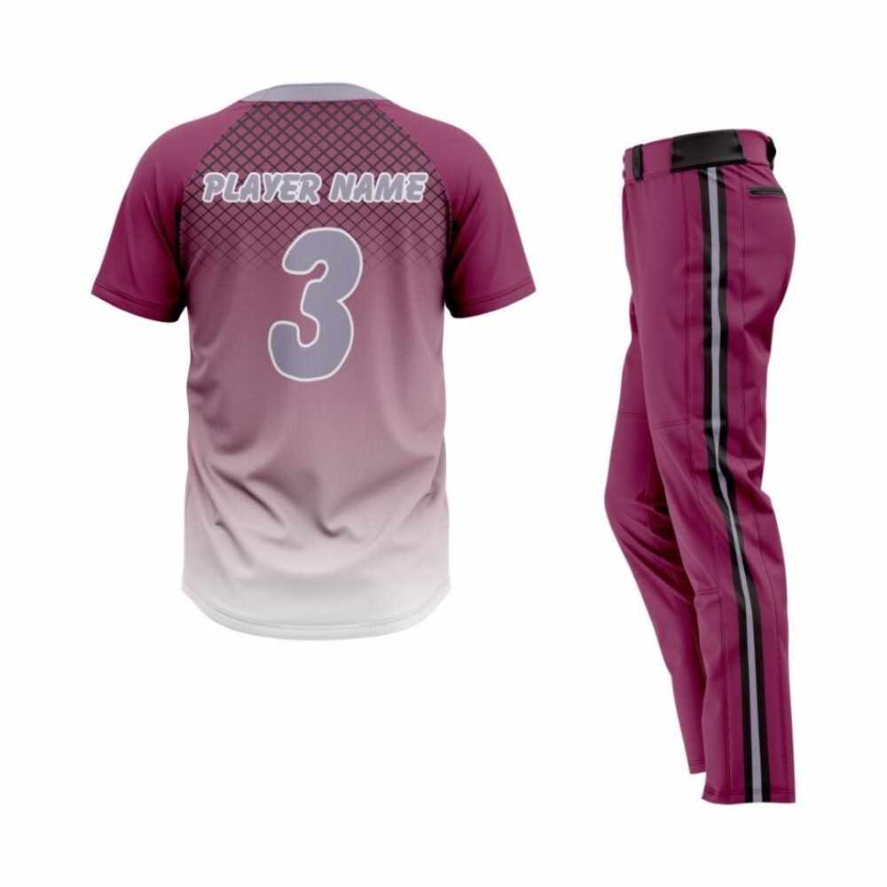 Custom Maroon-White Baseball Uniform