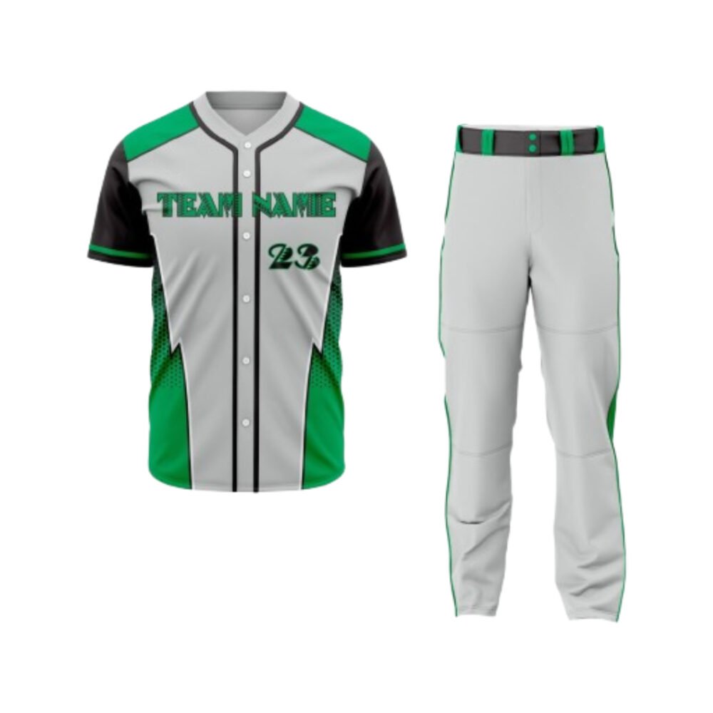 Gray-Green-Black Baseball Uniform