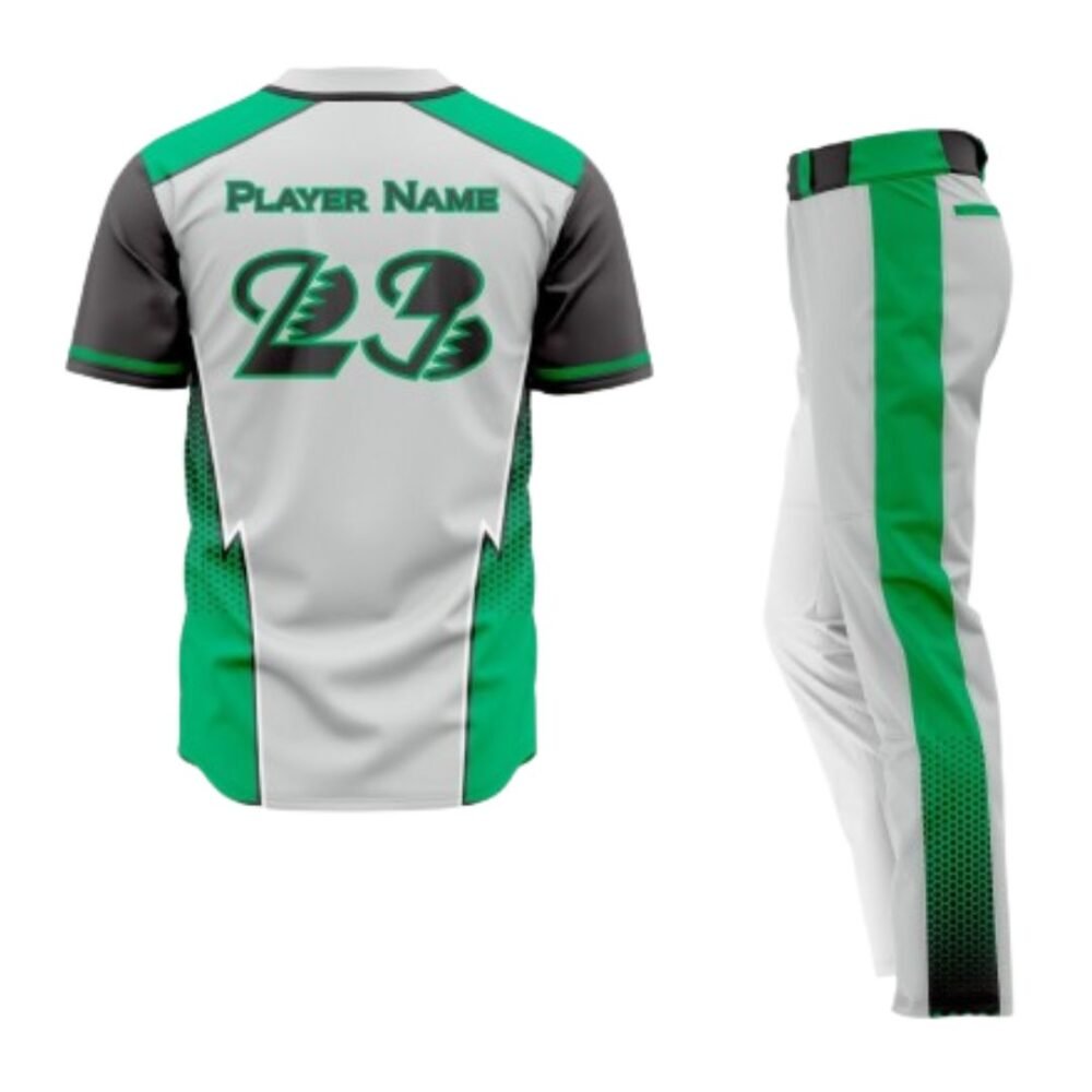 Gray-Green-Black Baseball Uniform