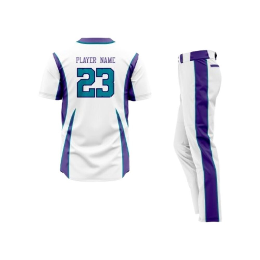 Teal-Blue-White Baseball Uniform